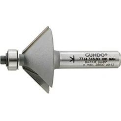 GUHDO Fraise à Chanfreiner, Outil à Bois, Ø : 31,8 Mm, Angle 45 °, Long. Utile 12,7 Mm, Long. Totale : 54,5 Mm