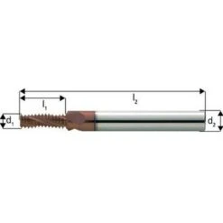 JBO Fraise à Fileter GF En Carbure Monobloc, Arrosage Central, 2 X D, Revêtement TiCN, Filetage : M10, Pas 1,50 Mm, Lames De L1 21,7 Mm
