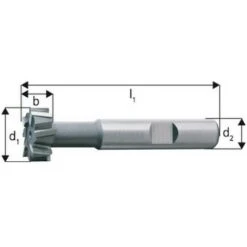 FP Fraise Pour Rainures En T, Ø X Larg. : D1-d11 X B - D11 : 25,0 X 11 Mm, Long. Totale L1 82 Mm, Pour Rainures En T, DIN 650 14, Ø De Col Env. : 12,0 Mm