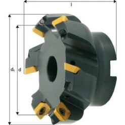 FP Fraise à Surfacer à 45° Arrosage Interne, Ø D : 80 Mm, Nombre De Dents 6, Ø Du Perçage De Positionnement 27 Mm, Dimensions Ø D1 : 93 Mm
