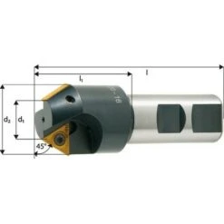 FP Fraise à Chanfreiner 15°, 30°, 45°, 60°, 75° à Arrosage Central, Angle : 45 °, Ø D Min./max. D2 21 Mm, Ø D Min./max. D1 6,2 Mm, Dents : 2