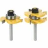ASUPERMALL 3/4" Stock 1/4" Tige Languette Et Rainure Routeur Jeu De 3 Dents En Forme De T Fraise à Bois, 2 Pcs -Toupie Soldes 15825946 1