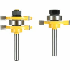 ASUPERMALL 3/4" Stock 1/4" Tige Languette Et Rainure Routeur Jeu De 3 Dents En Forme De T Fraise à Bois, 2 Pcs -Toupie Soldes 15825946 2