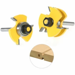 ASUPERMALL 3/4" Stock 1/4" Tige Languette Et Rainure Routeur Jeu De 3 Dents En Forme De T Fraise à Bois, 2 Pcs -Toupie Soldes 15825946 4