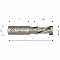 MTEC015.1 - FRAISE HÉLICOÏDALE EN DIAMANT Z2+2 CORPS EN ACIER PCD H2, 5 Mm - MOBILTECNICA _ .1_D12 | LU 27 | DS12 | LT75 | Z(2+2)(6DP+1HW) | AX10° | DR | H2,5