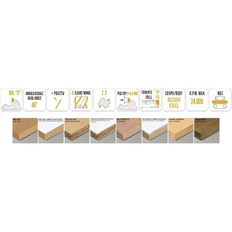 MTEC034.3 - FRAISE HÉLICOÏDALE EN DIAMANT Z2+2 ANGLE AXIAL 45° CORPS EN ACIER PCD H4, 5 Mm - MOBILTECNICA _ .3_D20 | LU 17 | DS25 | LT82 | Z(2+2)(6+1DIA) | AX45° | DR | H4,5 4 MTEC034.3 - FRAISE HÉLICOÏDALE EN DIAMANT Z2+2 ANGLE AXIAL 45° CORPS EN ACIER PCD H4, 5 Mm - MOBILTECNICA _ .3_D20 | LU 17 | DS25 | LT82 | Z(2+2)(6+1DIA) | AX45° | DR | H4,5 – Image 2