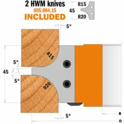 CMT ORANGE TOOLS 694.004.35 PORTE-OUTIL POUR QUART DE ROND HW R=15/20 D=132X25X35 -Toupie Soldes 1662379 3