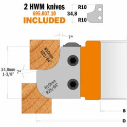 CMT ORANGE TOOLS 694.007.31 PORTE-OUTIL POUR PROFIL QUART DE ROND ET CONGÉS HW R10 D=132X40X31,75 -Toupie Soldes 1662383 3