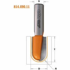 CMT ORANGE TOOLS 814.095.11 HM-FRAISE A GORGE D=9.5X6.4 R=4.75 Z=2 S=1/4' DR -Toupie Soldes 1663215 2