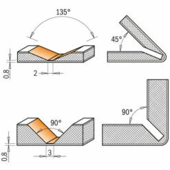 CMT ORANGE TOOLS 915.001.11 FRAISE À RAINURER EN ''V'' 90° S=8 D=18X7,4X60 DR POUR ALUCOBOND® -Toupie Soldes 1663814 3