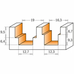 CMT ORANGE TOOLS 965.122.11 FRAISE A' DEFONCER POUR DOUBLE FEUILLURE HW D=12,3X9,3X16,3X6,7 L=80 DR Z2 -Toupie Soldes 1664071 3