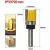 MAXI Fraise à Copier, Routeur De Fraise à Bois Queue 8mm Lame 20mm En Acier Allié Haute Qualité Pour Travail Du Bois Massif/Panneau De Particules/ MDF à La Main, Jaune (8*3/4*20mm) -Toupie Soldes 22677282 1