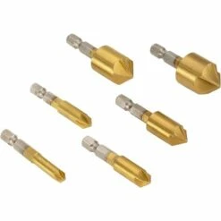 LITZEE Fraises A Bois 6pcs, Fraise Conique 90° HSS, Fraise à Chanfreiner Carbure, 6mm, 8mm, 9mm, 12mm, 16mm, 19mm -Toupie Soldes 26862521 4