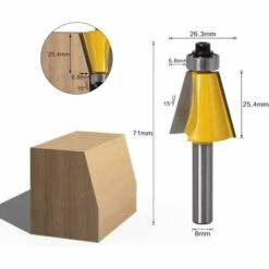 LITZEE 3pcs 8mm Tige Chanfrein Et Chanfrein Chanfrein Outil De Travail Du Bois Fraise Du Bois (15 Degrés + 22,5 Degrés + 30 Degrés) -Toupie Soldes 26862580 3