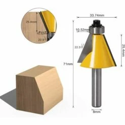 LANGRAY 3pcs 8mm Tige Chanfrein Et Chanfrein Chanfrein Outil De Travail Du Bois Fraise Du Bois (15 Degrés + 22,5 Degrés + 30 Degrés) -Toupie Soldes 26864250 4