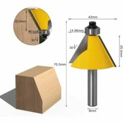 LANGRAY 3pcs 8mm Tige Chanfrein Et Chanfrein Chanfrein Outil De Travail Du Bois Fraise Du Bois (15 Degrés + 22,5 Degrés + 30 Degrés) -Toupie Soldes 26864250 5
