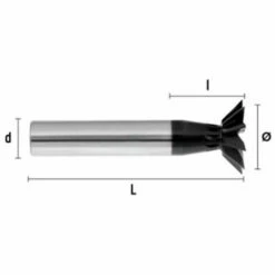 HEPYC Fraise Métal Pour Rainurer HSSE DIN1833A Ang 45° D. 16 X Lt. 60 X Lu. 4 X Di. 12 Mm Q. DIN 1835B