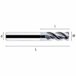 HEPYC Fraise Métal Carbure HM-MD DIN6527L D. 8 X Lt. 63 X Lu. 16 X Di. 8 Mm Q. DIN 6535HA