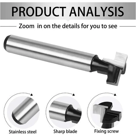 BRIDAY 8mm Fraise En Rainure En T, Routeur à Rainure En T Forme Routeur Bits, 3Pcs (7.93/9.52/12.7mm) Queue De Fraise Avec Lame Fraises à Bois Pour Outils électriques Outil De Menuiserie 5 BRIDAY 8mm Fraise En Rainure En T, Routeur à Rainure En T Forme Routeur Bits, 3Pcs (7.93/9.52/12.7mm) Queue De Fraise Avec Lame Fraises à Bois Pour Outils électriques Outil De Menuiserie – Image 3