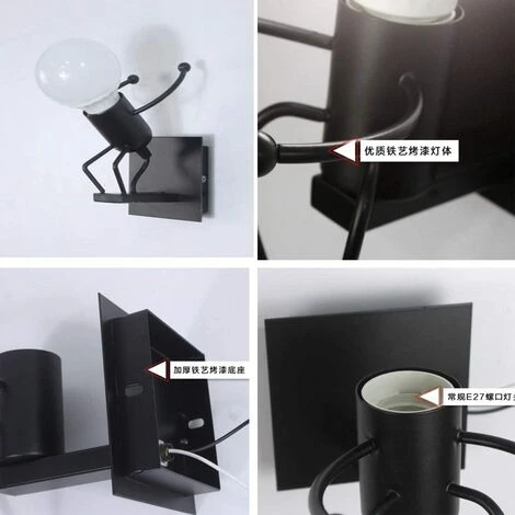 FAVSON Applique Murale Robot,CrĂ©ative Little Iron Man Wall Light,RĂ©tro Cartoon Appliques,pour Bar Chambre Cuisine Restaurant CafĂ© Couloir 4 FAVSON Applique Murale Robot,CrĂ©ative Little Iron Man Wall Light,RĂ©tro Cartoon Appliques,pour Bar Chambre Cuisine Restaurant CafĂ© Couloir – Image 2