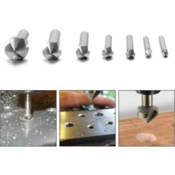 Perle Rare Dispositif De Chanfreinage En Acier à Grande Vitesse Fraise à Bois Fraise à Fraiser Kit D'ouvreur De Trou De Forage Fraise à Bois Fraise à Fraiser Ouvre-trou à Chanfreiner Naturel 6 Pièces à Trois Lames -Toupie Soldes 29868504 3