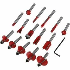 BEARSU Jeu De 15 Mèches De Toupie, Mèches De Toupie, Carbure De Tungstène Pour Trous Dans Le Bois (1/4 Pouce) -Toupie Soldes 30318010 3