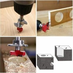 AIDUCHO Fraises Defonceuse, 15 Mm Jeu De Forets à Positionnement Ajustable, Scie Trépan Au Carbure Cémenté Avec Butée De Profondeur (Plage De Profondeur 10~40 Mm) -Toupie Soldes 32752426 5