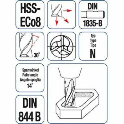 MAYKESTAG HSS-ECo8 Fraise A Rainurer Forme N/DIN 844B 3,0mm Blanc Long -Toupie Soldes 33051073 2