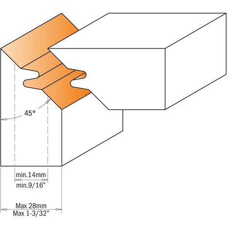 CMT ORANGE TOOLS 694.011.35 PORTE-OUTIL BOUVEATAGE D'ANGLE 45° HW D=140X29X35 6 CMT ORANGE TOOLS 694.011.35 PORTE-OUTIL BOUVEATAGE D'ANGLE 45° HW D=140X29X35 – Image 4