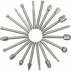 ABCRITAL 20 Pcs Hss Fraises Rotatives, Fraise Diamant, Fraise Bois Avec 3Mm Tige Pour Dremel, Accessoires Dremel Outil Rotatif Pour Bricolage Menuiserie, Gravure - Argent