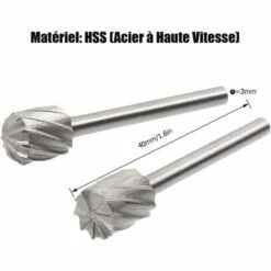 ABCRITAL 20 Pcs Hss Fraises Rotatives, Fraise Diamant, Fraise Bois Avec 3Mm Tige Pour Dremel, Accessoires Dremel Outil Rotatif Pour Bricolage Menuiserie, Gravure - Argent -Toupie Soldes 39922428 3