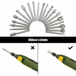 ABCRITAL 20 Pcs Hss Fraises Rotatives, Fraise Diamant, Fraise Bois Avec 3Mm Tige Pour Dremel, Accessoires Dremel Outil Rotatif Pour Bricolage Menuiserie, Gravure - Argent -Toupie Soldes 39922428 4