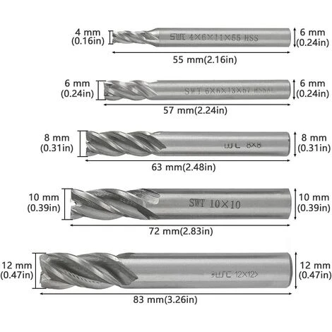 TANABATA 4 PCS Fraises Tours à Tige Droite HSS Fraise à 4 Dents Outil De Foret 4 TANABATA 4 PCS Fraises Tours à Tige Droite HSS Fraise à 4 Dents Outil De Foret – Image 2