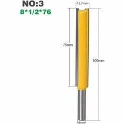ECHOO 8mm Jarret Jeu De Mors Droits Outils De Travail Du Bois De Fraise En Bois De Carbure 3 Pièces Mèches De Routeur Droites Extra Longues 8 * 1/2 * 50, 8 * 1/2 * 63, 8 * 1/2 * 76 -Toupie Soldes 43006242 5