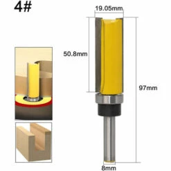 GUAZHUNIFR Fraise Pour Défonceuse Affleureuse Et Toupie Ensemble De Bits De Routeur De Modèle De Motif De Finition Embout De Garniture Affleurante à Queue Fraise à Bois, (8 Mm) Guazhuni 4 Pièces -Toupie Soldes 43480615 5