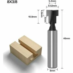 8mm Fraise En Rainure En T, Lame Bit De Routeur Queue De Fraise Avec Lame Fraises à Bois Fraises à Défoncer En T Routeur à Rainure En T Menuiserie T-Slot 5/16", 3/8" & 1/2" GrooFoo -Toupie Soldes 47378705 4