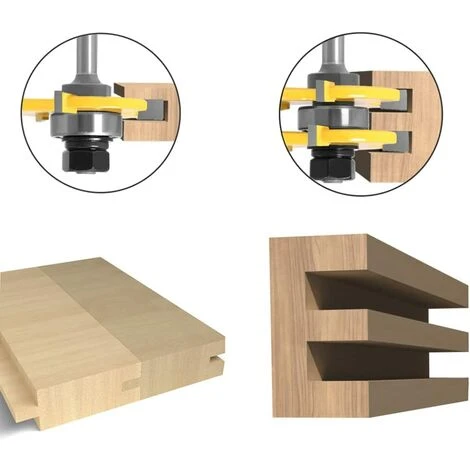 Queue Langue Appariée Et Fraise De Rainure Set 3 Dents Forme T Cutter En Bois De Coupe Outil De Travail Du Bois 2 Pièces(8MM)-betterlife 6 Queue Langue Appariée Et Fraise De Rainure Set 3 Dents Forme T Cutter En Bois De Coupe Outil De Travail Du Bois 2 Pièces(8MM)-betterlife – Image 4