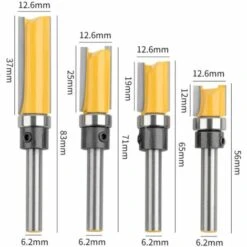 VERSAILLESFR Versailles Ensemble De Bits De Routeur De Modèle De Motif De Finition Embout De Garniture Affleurante à Queue De 6.2 Mm Fraise à Bois, Paquet De 4 -Toupie Soldes 51607647 5