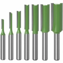 SUPERSELLER Fraise Pour Défonceuse, Affleureuse Et Toupie 7PCS Router Bits Set 6mm Shank 3 4 5 6 8 10 12mm Lame Diamètre Double Flûte Mèche Droite Pour Le Travail Du Bois Fraise Outil, Vert