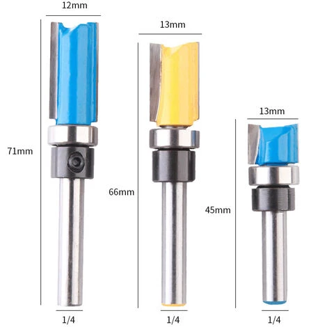 Betterlife Fraise Defonceuse Droite, 3PCS 1/4" Mèches De Routeur En Bois De Carbure, D'embouts Toupie à Finition Affleurante à Motif, Outil De Fraise Avec Roulement Supérieur Pour Menuisier Bricolage 4 Betterlife Fraise Defonceuse Droite, 3PCS 1/4" Mèches De Routeur En Bois De Carbure, D'embouts Toupie à Finition Affleurante à Motif, Outil De Fraise Avec Roulement Supérieur Pour Menuisier Bricolage – Image 2