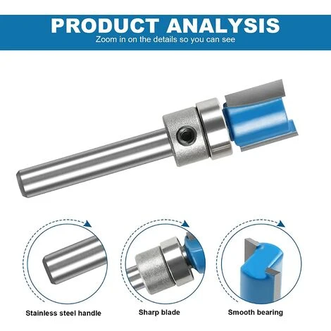 Betterlife Fraise Defonceuse Droite, 3PCS 1/4" Mèches De Routeur En Bois De Carbure, D'embouts Toupie à Finition Affleurante à Motif, Outil De Fraise Avec Roulement Supérieur Pour Menuisier Bricolage 5 Betterlife Fraise Defonceuse Droite, 3PCS 1/4" Mèches De Routeur En Bois De Carbure, D'embouts Toupie à Finition Affleurante à Motif, Outil De Fraise Avec Roulement Supérieur Pour Menuisier Bricolage – Image 3