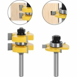 8mm Queue Langue Appariée Et Fraise De Rainure Set 3 Dents Forme T Cutter En Bois De Coupe Outil De Travail Du Bois -Triomphe -Toupie Soldes 54251273 4