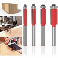 Roulement Routeur 6mm Cutter à Queue De 6mm Menuiserie Outil Woodworking Travail Bois Fraisage Carbure Cémenté Flush Trim Router Tige Fraise à Bois Avec 4 Lames Motif De Garniture Routeur Bits，Starlight