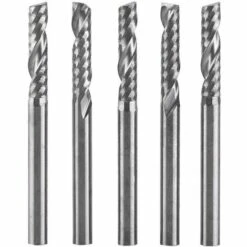 5pcs Fraise Au Carbure De Tungstène 3.175mm (1/8") Tige Seule Flûte Fraise CNC Fraises Rotatives Mis Peu，Starlight