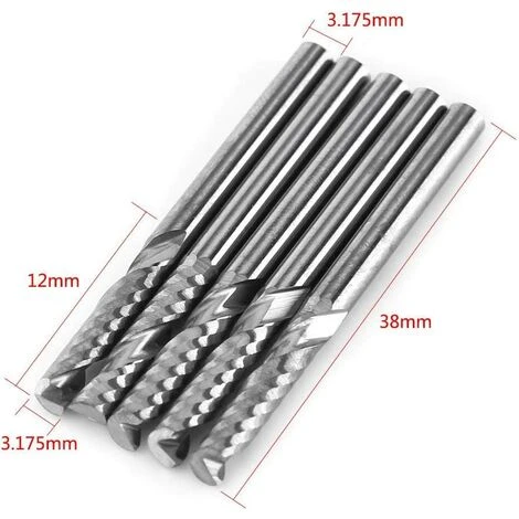 5pcs Fraise Au Carbure De Tungstène 3.175mm (1/8") Tige Seule Flûte Fraise CNC Fraises Rotatives Mis Peu,Starlight 4 5pcs Fraise Au Carbure De Tungstène 3.175mm (1/8") Tige Seule Flûte Fraise CNC Fraises Rotatives Mis Peu,Starlight – Image 2