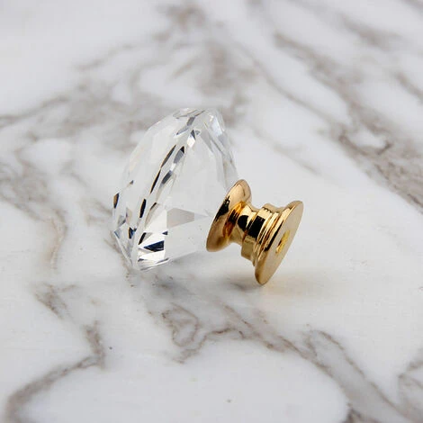 ELLE Boutons De Tiroir De Porte En Cristal - 10 Pièces 30MM Base Dorée 6 ELLE Boutons De Tiroir De Porte En Cristal - 10 Pièces 30MM Base Dorée – Image 4