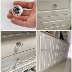 ELLE 10pcs Bouton De Tiroir Sphérique Poignées De Traction En Cristal Boutons De Garde-robe De Placard (40MM) -Toupie Soldes 54891672 4