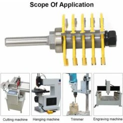 TINOR Couteaux Percussion Rainure Languette, 8-manche Couteaux T 3 Dents, Travail Bois Outil Sculpture, 12.7mm Profondeur Coupe Biscuit Routeur -Toupie Soldes 55018676 2