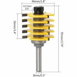 TINOR Couteaux Percussion Rainure Languette, 8-manche Couteaux T 3 Dents, Travail Bois Outil Sculpture, 12.7mm Profondeur Coupe Biscuit Routeur -Toupie Soldes 55018676 5