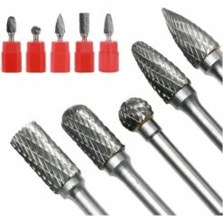 ALMI 5PCS 6mm Tige Fraise De Coupe Rotative En Carbure De Tungstène Pour Bricolage Travail Du Bois, Sculpture Sur Métal, Polissage, Gravure, Perçage Diamètre De Coupe 10mm